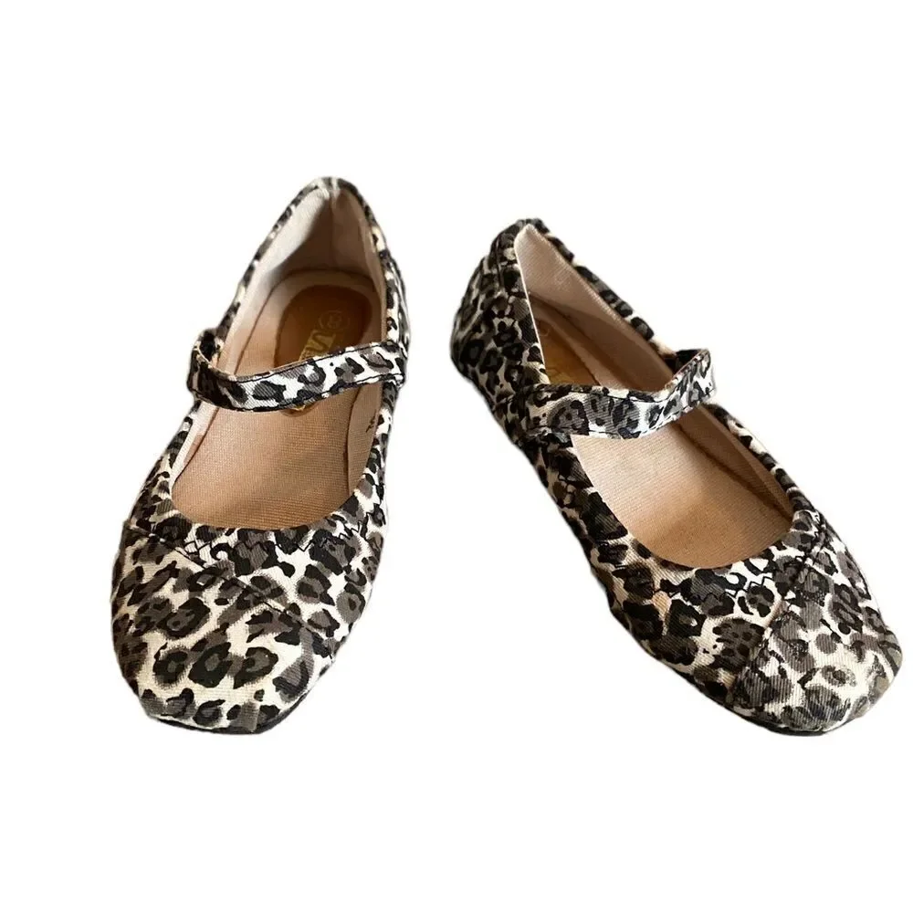 Shoes of Soul Canvas Leopard Mary Janes Size 8